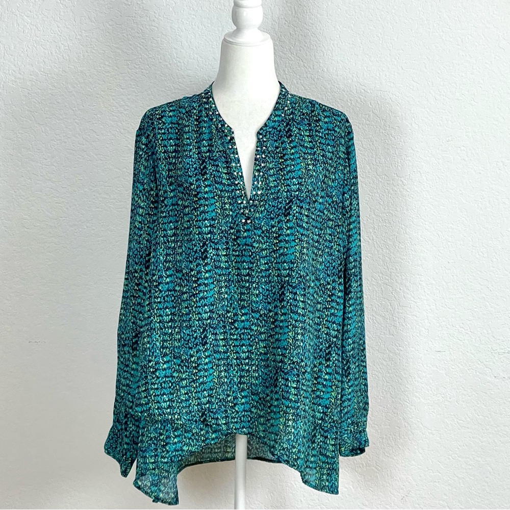 Notations Women's Bandiera Printed Blouse Long Sleeve Size XL - Picture 2 of 10